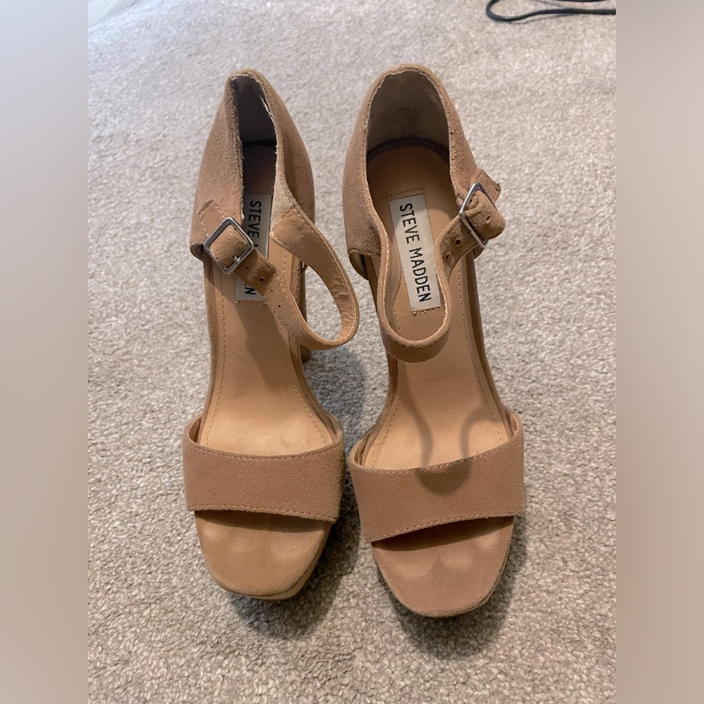 Steve Madden High Platform sandals shoes 5.5 tan